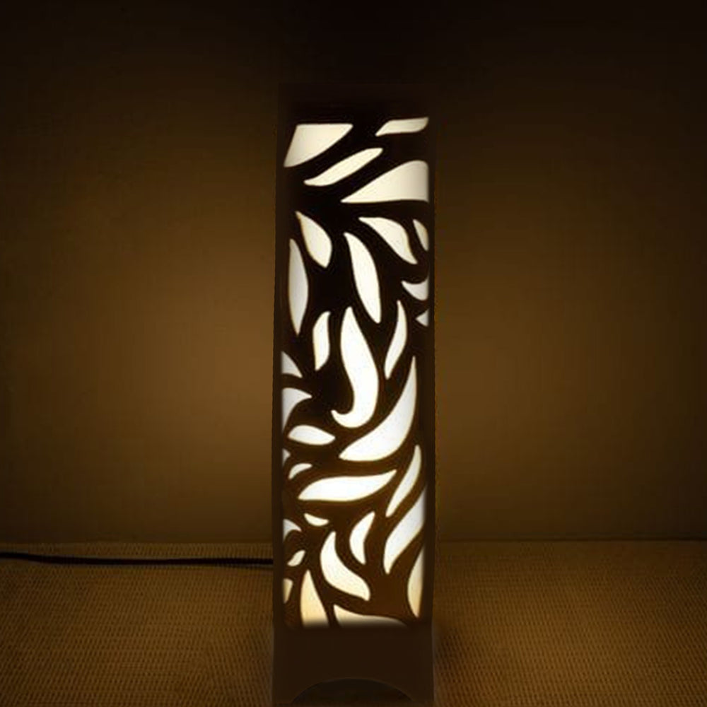 Deep Laser Cut Wooden Side Table Lamp For Bedroom