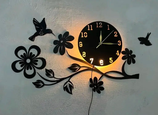Wall Clock 3D Wooden Watch DIY Design Decoration LED