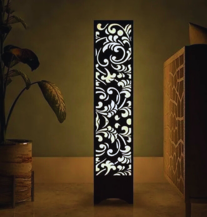 Deep Laser Cut Wooden Side Table Lamp For Bedroom